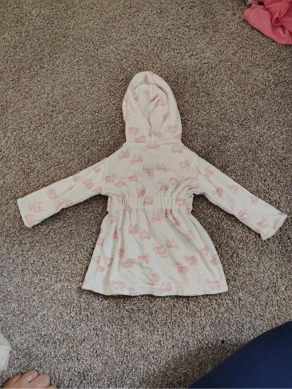 Girls Bath Robe 0-9 mo Carters Pink Sheep Hoodie Front Tie